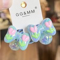 Nouveau Design2pcs/set élégant heurtoirs cheveux élastiques bébé à la main Graffiti fleur arcs perle enfants cheveux cravates cheveux accessoires