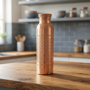 Bohemian Zebra Print Metal Water <b>Bottle</b> Copper Lid Eco-Friendly Anti-corrosion Dishwasher Safe Customizable Designs 100% Copper - Product Image 1