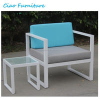 Ensemble de meubles de jardin d'extérieur confortables et durables, canapé d'angle en aluminium imperméable en forme de L pour hôtel et restaurant
