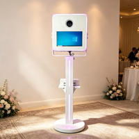 Machine de photomaton carrée DSLR 15,6 pouces à écran tactile en métal avec imprimante flash USB/Wi-Fi pour appareils photo reflex et événements festifs
