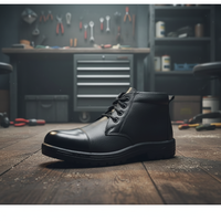 Sepatu Keselamatan Kulit Asli Modern untuk Pria, Tahan Lama, Sol Kuat, Model Tali, Gaya Industrial, untuk Penggunaan Kerja Sehari-hari