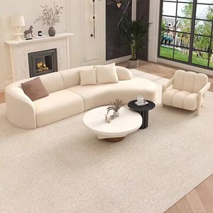 Poltrona Singola di Design Color Crema - Poltrona Moderna Minimalista con Braccioli Curvi per Soggiorno, Caffetteria e <span class=keywords><strong>B</strong></span>&<span class=keywords><strong>B</strong></span>, Personalizzazione OEM Disponibile - Product Image 2