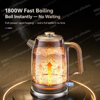 Bouilloire électrique en titane pur 1,8 L 1800 W, commande tactile, arrêt automatique, protection contre l'ébullition à sec, base rotative à 360°, sans métaux lourds