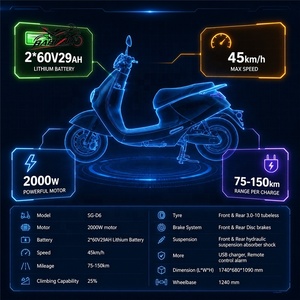 Scooter électrique puissant à double batterie au lithium 72V 2000W, design moderne UE, longue autonomie, idéal pour les trajets urbains - Product Image 2