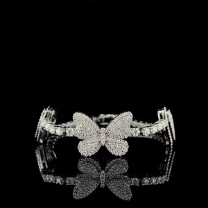 Pulsera de Moissanita Mariposa de 3mm que Pasa la Prueba del Diamante, Plata 925, Lujo, Unisex, Estilo Hip Hop - Product Image 4