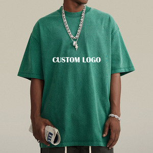 Vintage Drop Shoulder Short Sleeve Heavy Cotton Tshirt Custom Embroidered Print Streetwear Acid Wash Oversized T-Shirts For Man