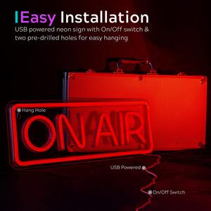 Enseigne néon LED « On AIR » avec éclairage dynamique, alimentation USB, personnalisable, décoration murale pour Gaming, Mariage, Centre Commercial, Maison, Bureau - Product Image 5