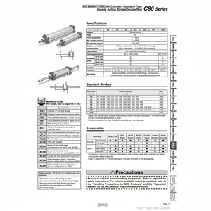 C96SDF100-1100C กระบอกลมนิวเมติก SMC - Product Image 1