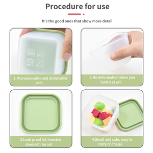 กล่องใส่อาหารเด็กแบบพกพา ใช้กับไมโครเวฟได้ ป้องกันการรั่วซึม ปลอดสาร BPA ผลิตจากซิลิโคนเกรดปลอดภัย เป็นมิตรกับสิ่งแวดล้อม ใช้แล้วทิ้งได้ อเนกประสงค์ เหมาะสำหรับการเดินทาง - Product Image 5