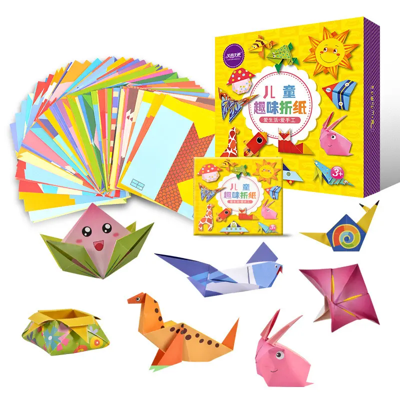 Juguete educativo de aprendizaje temprano para niños, regalo de dibujos animados de animales, Origami, papel artesanal hecho a mano, juguete de corte plegable para niños