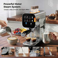 Cafetera Espresso con Pantalla Táctil, Acero Inoxidable, Vaporizador, Programable, Compatible con Cápsulas y Café Molido