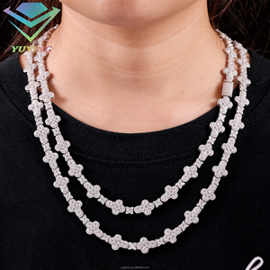 Chaîne tennis croisée en promotion, diamant moissanite VVS, plaqué or, argent sterling 925, passe le testeur de diamant, certificat GRA, unisexe - Product Image 1