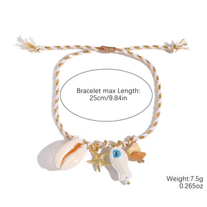 Trendy Beach Jewelry Braided Ceramic <b>Shell</b> Starfish <b>Bracelet</b> Unisex Handcrafted Adjustable Charm <b>Bracelet</b> - Product Image 6