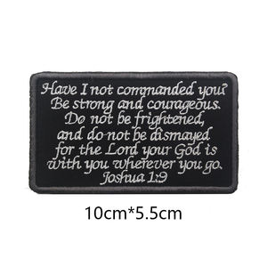 Patch brodé à scratch avec citation biblique de Josué 1:9 du Vieil <span class=keywords><strong>Testament</strong></span>, motif morale biblique - Product Image 3