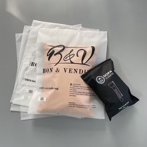 Custom Frosted PE Zipper Bag With Warning Text Printing, Matte Recyclable Plastic Zip Pouch With Custom Logo for Clothing - Product Image 6