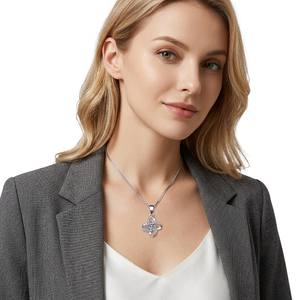 Collier tendance de luxe léger avec pendentif fleur, moissanite 0,5 & 1 carat VVs1, en argent sterling S925 plaqué platine/or/rhodium - Product Image 4