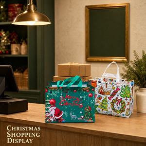 Sacs cadeaux de Noël en gros, réutilisables, motif léopard, en tissu non tissé, avec poignées, extra grands, pour la vente au détail et les cadeaux festifs - Product Image 4