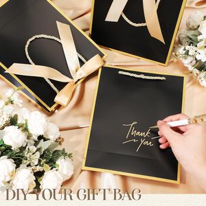 Sacchetti Regalo Neri e Oro con Manico, Sacchetti Regalo con Fiocco <span class=keywords><strong>per</strong></span> Festività, Capodanno, San Valentino, Matrimoni, Addii al Nubilato, Baby Shower - Product Image 5