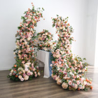 Ensemble de fleurs géantes en soie et de plantes décoratives populaires en gros, fleurs artificielles en rose, décoration d'arche de mariage sur scène