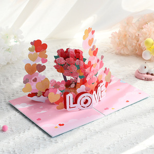 Tarjeta de San Valentín 3D Pop-Up con Diseño de Corazón, Tarjeta de Felicitación de Papel con Rosas y Acabado Brillante - Product Image 4