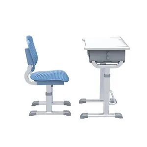 Lớp học đồ nội thất có thể điều chỉnh Ergonomic sinh viên duy nhất kim loại Bàn và ghế Bộ