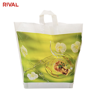Sacs de Course en Plastique Personnalisés avec Logo, Poignées Boucles Patch, Excellente Portabilité, pour Supermarché, PE HDPE LDPE
