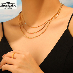 สร้อยคอโซ่แบบแผ่นดิสก์เคลือบทอง 18K PVD คุณภาพสูงจากสแตนเลสสตีล กันน้ำ ซ้อนกันได้ สไตล์มินิมอล สำหรับผู้หญิง - Product Image 1