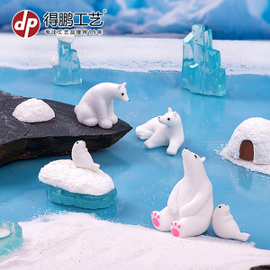 Figurine miniature en résine d'ours polaire et phoque, paysage arctique, décoration de bureau, cadeau artisanal - Product Image 3