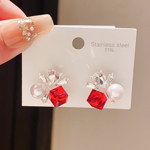 <span class=keywords><strong>Orecchini</strong></span> Francesi con Cristalli Quadrati Azzurri e Rosa, Placcati in Oro, Delicati Fiori Smaltati, <span class=keywords><strong>Perle</strong></span> e Zirconi Cubici per Ragazze - Product Image 2