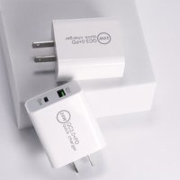 QC3.0 Carga rápida Usb-c 20W PD Cargador 2 en 1 Puertos duales Cargador de teléfono Cable tipo C Cargador y adaptador de carga rápida
