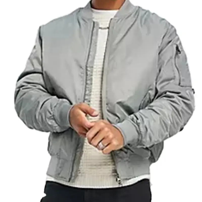 Outdoor windbreaker padded insulated warm custom nylon polyester oxford coating men outerwear black grey bomber jacket