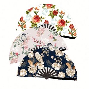 พัดไม้ไผ่กังฟูสีดำขายส่ง ขนาดใหญ่ พับได้ วาดลายด้วยมือ งานแฮนด์เมด ลายดนตรี สำหรับฮาโลวีน ปีใหม่ - Product Image 1