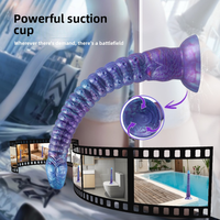 Dildo Tentacule en Silicone Liquide avec Ventouse – 3 Tailles (S, M, L) – Dégradé Bleu-Violet – Double Usage – Pour Adultes
