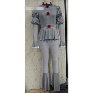 Halloween Film Clown Femme <span class=keywords><strong>Pennywise</strong></span> Cosplay <span class=keywords><strong>Costume</strong></span> Perruque Genderswap Horreur Effrayant Horreur Habiller Carnaval Tenue De Fête - Product Image 2