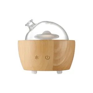 Aromatherapy Vaporizer Humidifier Waterless Power Off Aroma Diffuser Solid Wood Glass Essential Oil Mist Ultrasonic Fragrance