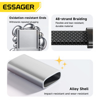 ESSAGER ES-X85 Cable de Carga Rápida Tipo C a C con Conector en Ángulo de 90 Grados, Trenzado Plano, 5A, PD 100W, para Teléfono, Laptop, iPhone, Xiaomi