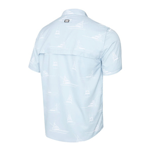 Camisa de pesca con capucha, manga polo, manga corta, color coral, trucha, táctica, indígena, de bambú, sublimada, con bolsillos y botones. - Product Image 5