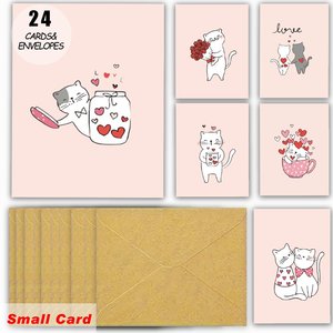 Cartes d'anniversaire personnalisées, petites cartes de la Saint-Valentin en vrac, cartes de vœux mignonnes sur le thème du <span class=keywords><strong>chat</strong></span> et du cœur pour la Saint-Valentin avec enveloppes - Product Image 3