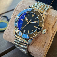 Jam Tangan Mekanis Baja Tahan Karat Jam Tangan Kronograf Pria Jam Tangan Sederhana Tiga Jarum Jam Batang Penunjuk Bercahaya