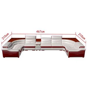 Juego de sofá de <span class=keywords><strong>esquina</strong></span> Seccional de PU de cuero genuino <span class=keywords><strong>en</strong></span> forma de L Popular de gama alta Sofá de 7 plazas Sofás de sala de estar - Product Image 5
