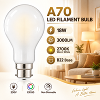 Ampoule LED A70 Haute Luminosité 18W B22 230V 3000LM 2700K Blanc Laiteux CE ErP Remplacement 150W pour Éclairage Hôtelier et Commercial