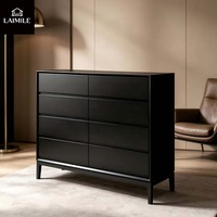 Commode moderne sur mesure à 8 tiroirs en bois noir, meuble de rangement pour chambre d'hôtel ou de villa, vente en gros