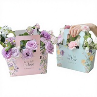 Emballage de fleurs pour fleuriste, cadeau de la Saint-Valentin, bouquet DIY, dossiers en carton artistique, revêtement UV, logo personnalisé, emballage portable