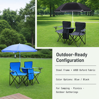 Chaise de camping pliable 2 en 1 bleu cobalt toutes saisons avec auvent amovible, compartiment de rangement central pour glace et sangle de transport