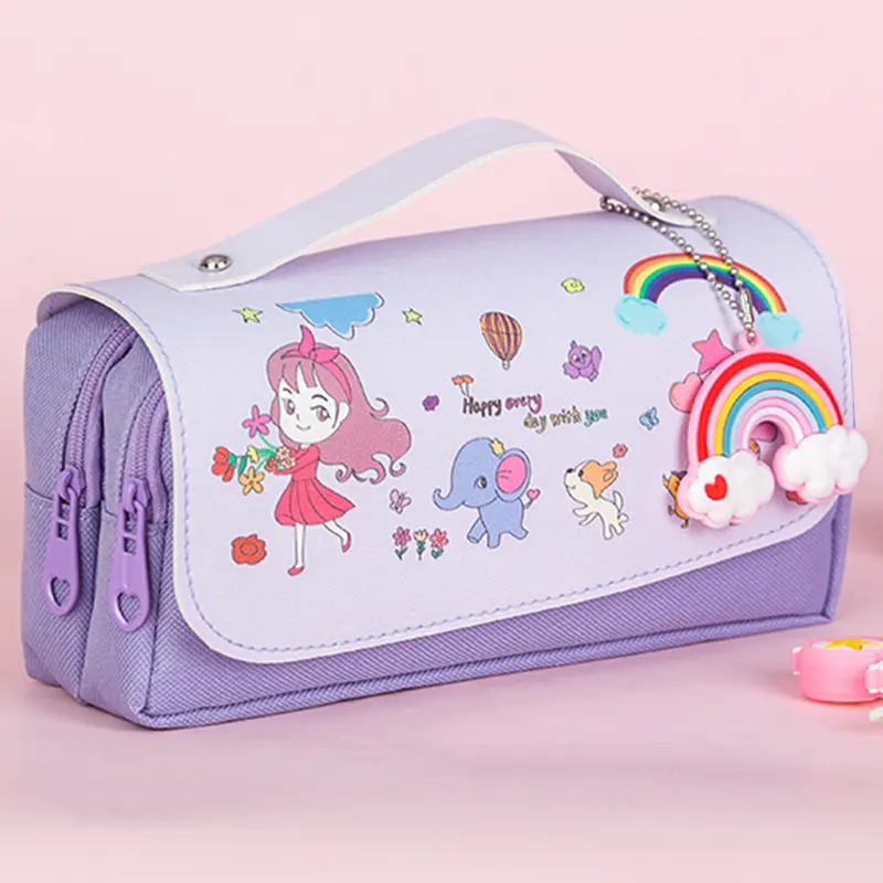 cute pencil case School supplies storage bag Soft pendant student pencil bag Girls handbag Children pen case gift