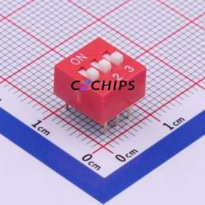 DS-03RP DIP Switch Through hole Component (THT) Switch Flat Toggle, Raised Type Single Pole Single Throw 3 2.54mm - Product Image 1