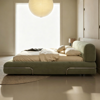 Neuestes Designer-Wolkenbett Modernes Gepolstertes Stoffbett-Set Schlafzimmermöbel Beliebter Cremefarbener Stil Hochwertiges Weiches Kingsize-Bettgestell