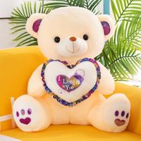 Vente en gros de peluches personnalisées pour la Saint-Valentin, ours en peluche lumineux mignon, jouets en peluche de Noël, cadeau d'anniversaire pour filles, CE