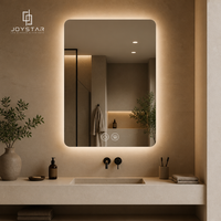 Miroir de salle de bain lumineux 50x70cm rétroéclairé sans cadre CCT à intensité variable avec anti-buée et écran tactile pour les grossistes européens par Joystar