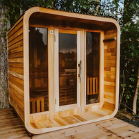 Sauna Eléctrica de Diseño Moderno en Forma de Cubo, de Cedro Rojo, para 4-6 Personas, de Uso Comercial, para Exteriores, con Puerta Lateral, Nueva Llegada